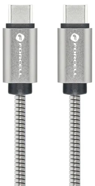 Cablu Forcell - F-Energy Metal C239, USB-C/USB-C, 100W, 1m, argintiu