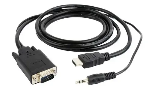 Cablu GEMBIRD A-HDMI-VGA-03-6, HDMI - VGA/Jack 3.5mm, 1.8m, Full HD/60Hz (Negru)