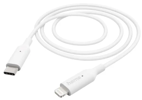 Cablu Hama - 201598, USB-C/Lightning, 1 m, alb