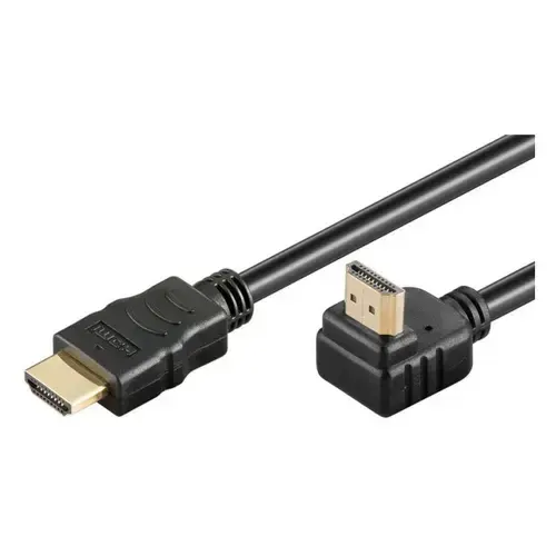 Cablu HDMI, conector 90 grade, High Speed, 4K, Versiunea 1.4, conectori auriti, 2m, PremiumCord kphdmea2