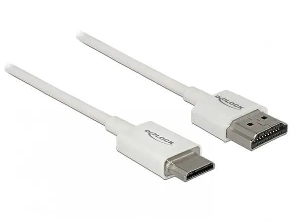 Cablu HDMI la mini HDMI-C T-T 3D 4K 0.25m Slim Premium Alb, Delock 85140