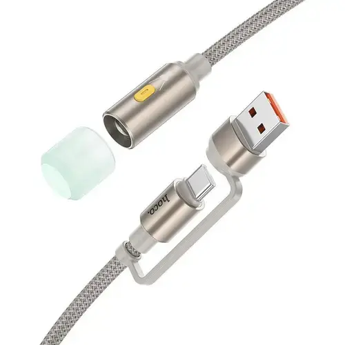 Cablu Hoco UA38C cu LED, USB-A/USB-C, 30cm, aluminiu, Auriu