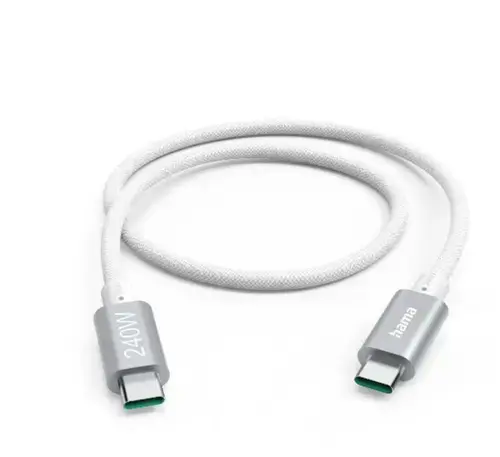 Cablu incarcare 201721, Hama USB-C - USB-C, 240W, USB, 1.5m (Alb)