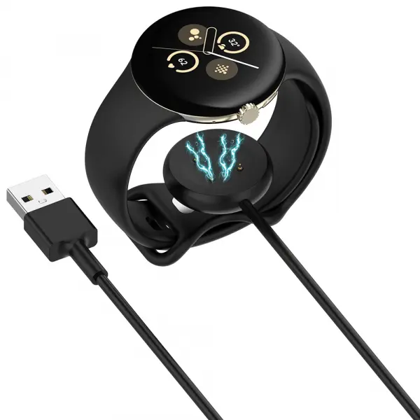Cablu Incarcare Techsuit THC5 pentru Google Pixel Watch 3 45mm / Watch 3 41mm, USB-A, Negru