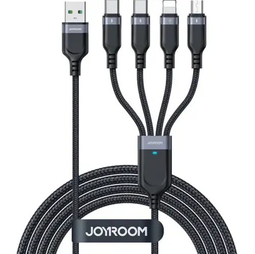 Cablu Incarcare USB-A - Lightning / microUSB / 2 x USB-C Joyroom S-1T4018A18, 20W, 1.2m, Negru