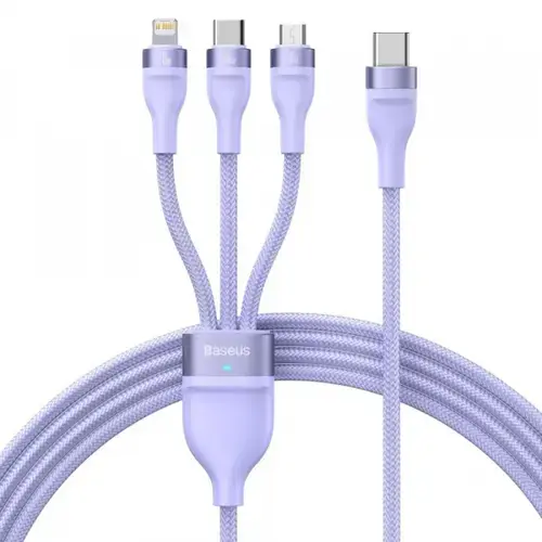 Cablu Incarcare USB-A - Lightning / microUSB / USB-C Baseus Flash Series II 3in1 CASS030005, 100W, 1.2m, Mov