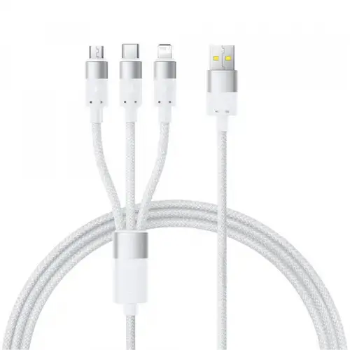 Cablu Incarcare USB-A - Lightning / microUSB / USB-C Baseus StarSpeed P10319900211-00, 100W, 1.5m, Alb
