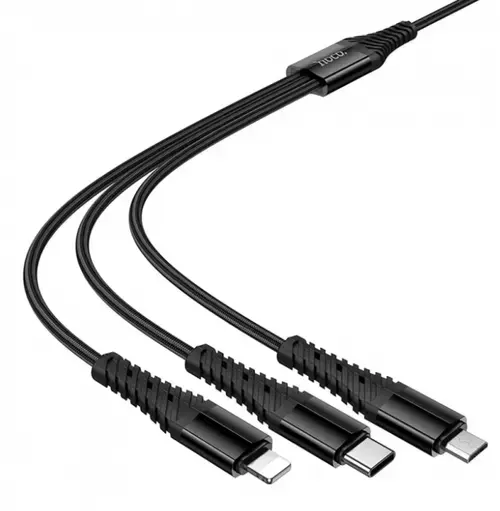 Cablu Incarcare USB-A / USB-C - Lightning / microUSB / USB-C HOCO X123 3in1, 18W, 1m, Negru