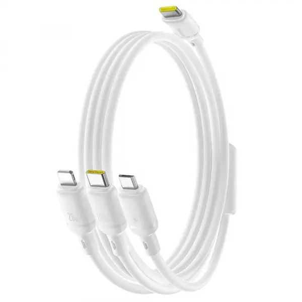 Cablu Incarcare USB-C - Lightning / microUSB / USB-C Baseus Silky 3in1, 100W, 1.5m, Alb P10377706213-00