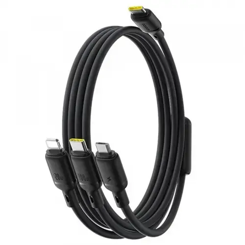 Cablu Incarcare USB-C - Lightning / microUSB / USB-C Baseus Silky 3in1 P10376303121-01, 100W, 1.5m, Negru