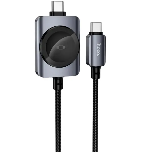 Cablu Incarcare USB-C - USB-C HOCO CW66 2in1, 100W, 1.2m, Negru