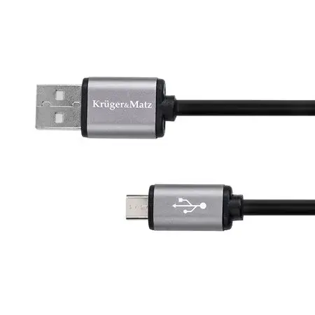 Cablu Kruger&Matz KM1234, USB - MICRO USB, 0.2 m (Negru/Argintiu)