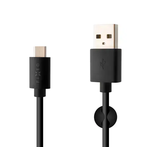 Cablu lung de date si incarcare Fixed cu conectori USB/USB-C, USB 2.0, 2 metri, 20W, Negru