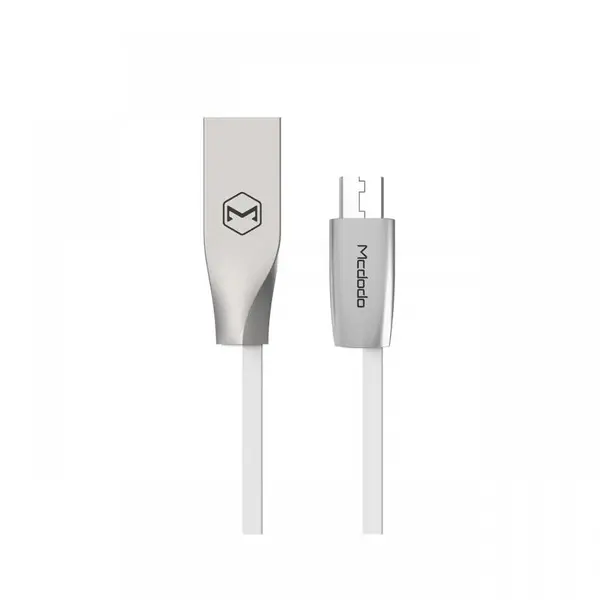 Cablu MicroUSB Mcdodo Zn-Link Silver White (1.5m, 2.4A max)