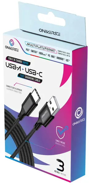 Cablu Oniverse - USB-A to USB-C Charging Cable, negru