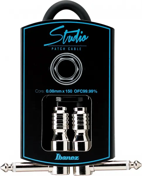 Cablu pentru chitară Ibanez - HF07P, 6.3 mm, 0.21 m, negru/argintiu