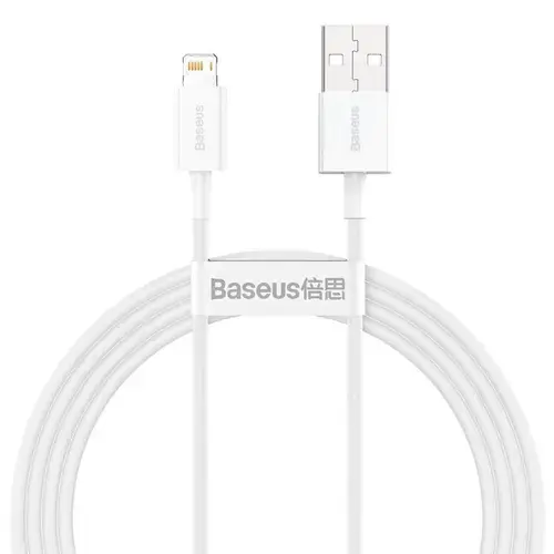 Cablu pentru incarcare si transfer de date Baseus Superior, USB/Lightning, 2.4A, 1.5m, Alb