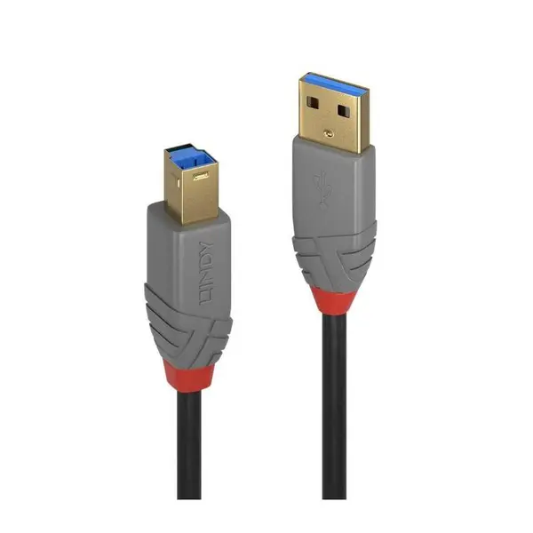 Cablu periferice LINDY Anthra, USB 3.0 Male tip A - USB 3.0 Male tip B, 5m, Negru/Gri