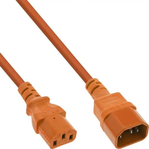 Cablu prelungitor alimentare C13 la C14 2m Orange, Inline IL16502O