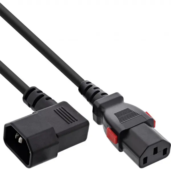 Cablu prelungitor de alimentare C13 lockable la C14 drept/unghi 90 grade 1m, InLine IL16931A