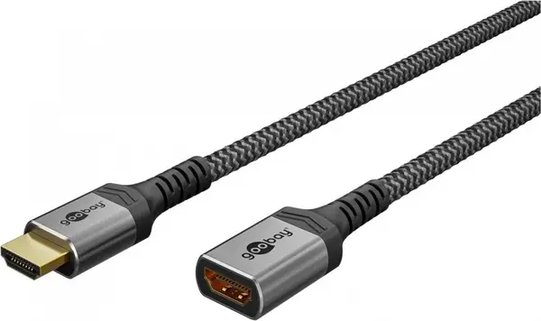 Cablu prelungitor HDMI 8K60Hz/4K120Hz T-M 3m brodat Alb/Negru, Goobay G79107