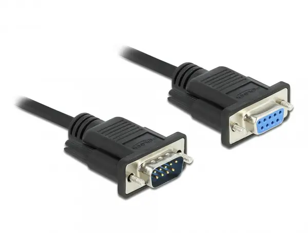 Cablu prelungitor serial RS-232 D-Sub 9 pini T-M 2m Negru, Delock 86579