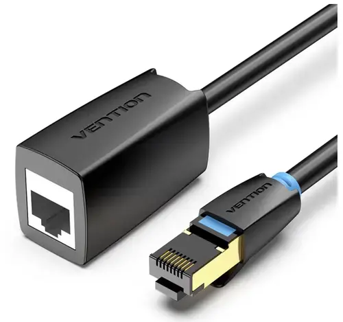 Cablu prelungitor SFTP Vention IKHBH, RJ-45 (M) la RJ-45 (T), 2m, 40 Gbps, ecranat, 26AWG, cupru (Negru)