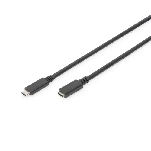 Cablu prelungitor USB 3.1 Gen 2 tip C tata la USB tip C mama, 70 cm, Digitus, PD, 20V 5A 100W, 10 Gbps, negru