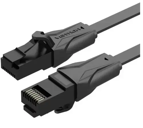 Cablu retea UTP Vention IBABT, Cat. 6, 30m, flat cable, conductor cupru - aluminiu, viteza max transfer 1 Gbps, invelis PVC (Negru)