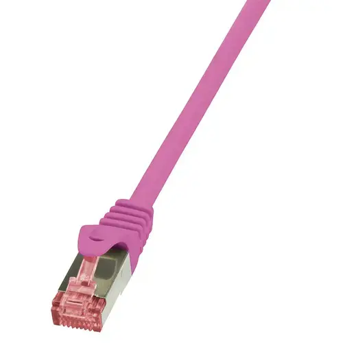 Cablu S/FTP LOGILINK Cat6, LSZH, cupru, 0.25 m, roz, AWG27, dublu ecranat CQ2019S