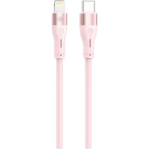 Cablu silicon Tellur Type-C to Lightning, PD30W, 1m, Roz