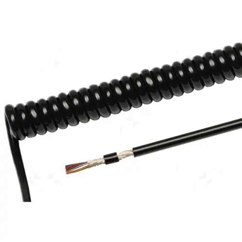 Cablu: spiralat 3x0,75mm2 PUR negru 300/500V 0,5m 2m Clasa:5 HELUKABEL-86319