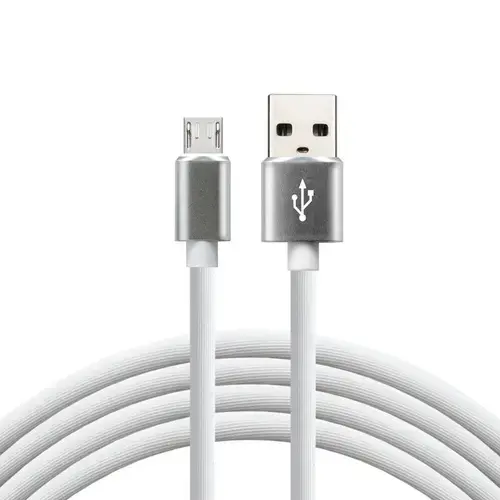 Cablu telefon everActive silicon USB la micro-USB, fast-charge, 2.4A, 1m, alb
