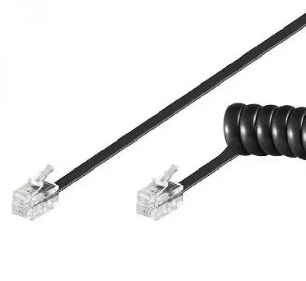 Cablu telefon spiralat 4 fire 2m Negru, TK4RS-02B