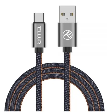 Cablu Tellur - TLL155381, USB-A/USB-C, 1 m, Denim