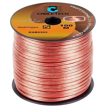 Cablu transparent pentru difuzor, cupru, 2 x 0.35 mm2 rola 100m KAB0303