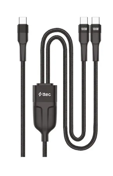 Cablu ttec - AlumiCable Duo, 100W, USB-C/USB-C, negru