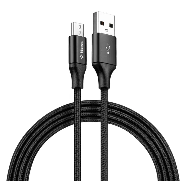 Cablu ttec - AlumiCable, USB-A/Micro USB, 2 m, negru