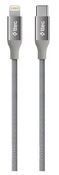 Cablu ttec - AlumiCable, USB-C/Lightning, 1.5 m, Space Grey