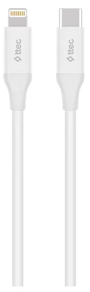 Cablu ttec - Lightning Fast Charging, USB-C/Lightnning, 1.5 m, alb