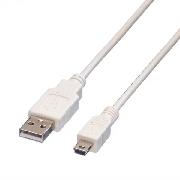 Cablu USB 2.0 la mini USB T-T 0.8m alb, Value 11.99.8708