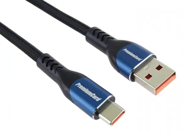 Cablu USB-A 2.0 la USB type C 5A T-T brodat 2m Negru, ku31cy2