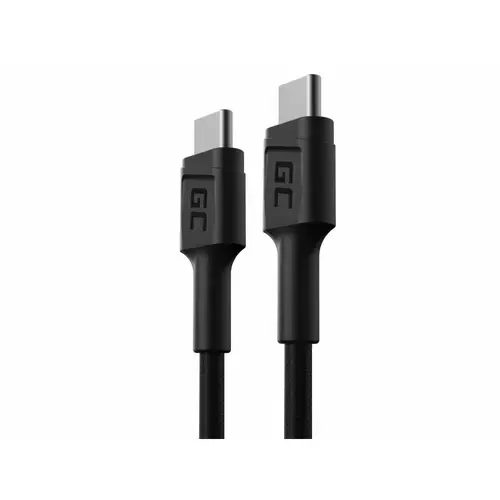 Cablu USB-C - USB-C 30cm, Green Cell GC PowerStream, incarcare rapida Livrare energie (60W), Ultra Charge, QC 3.0, Date si sincronizare de mare viteza (Negru)