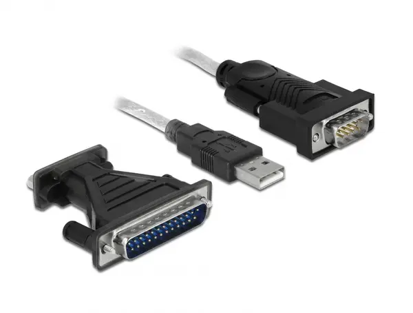 Cablu USB la Serial RS232 FTDI + adaptor DB25 1.8m, Delock 61308