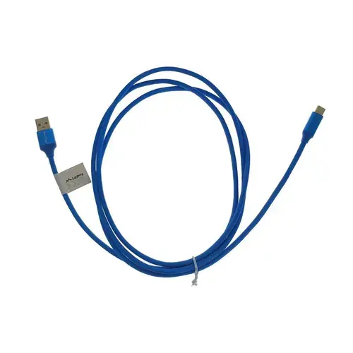 Cablu USB tip C tata la USB 2.0 tata, 180cm, Lanberg 41820, Quick Charge 3.0, invelis textil, Albastru