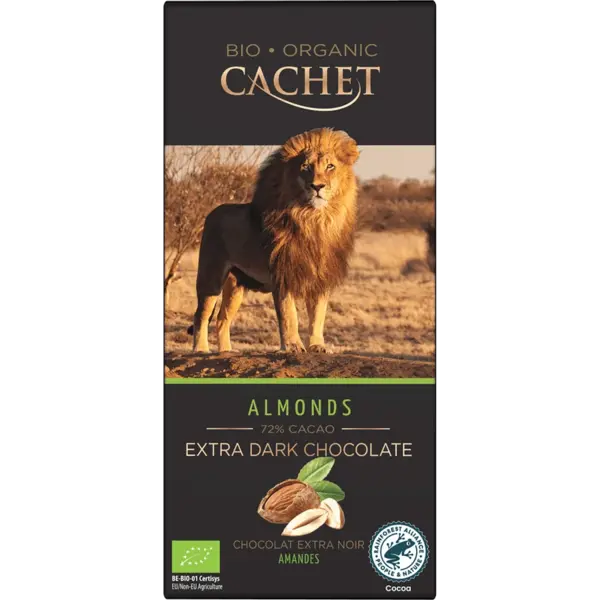Cachet Ciocolata migdale 72% cacao 90g ECO