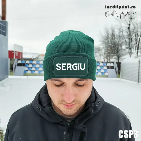 Caciula personalizabila tricot dublu CSP3 Verde