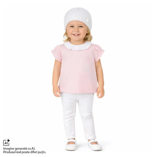 Caciulita bebelusi Chicco tricotata, Alb cu model, 01603-70MFCI