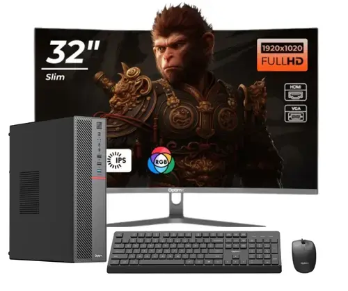 Caclualtor Pachet Complet Birou OptimX T5 SFF cu procesor Intel Core i5-9500T, 8GB DDR4, 256GB SSD, Win11 Pro si Monitor Curbat 32inch FHD, IPS, LED + kit tastatura si mouse Pro KM500 cu fir