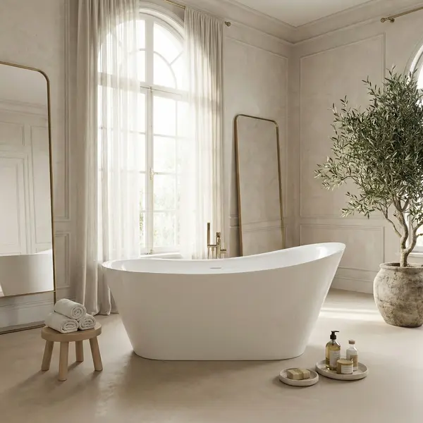 Cada baie freestanding 170 x 75 cm, ovala cu preaplin, Diva Foglia